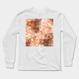 Earth Toned Abstract Block Print Long Sleeve T-Shirt